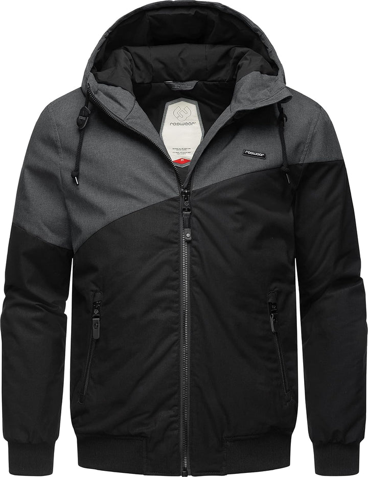 Ragwear Herren warme Winterjacke kurz mit Verstellbarer Kapuze Wings S-3XL 3XL Schwarz, 3XL Schwarz