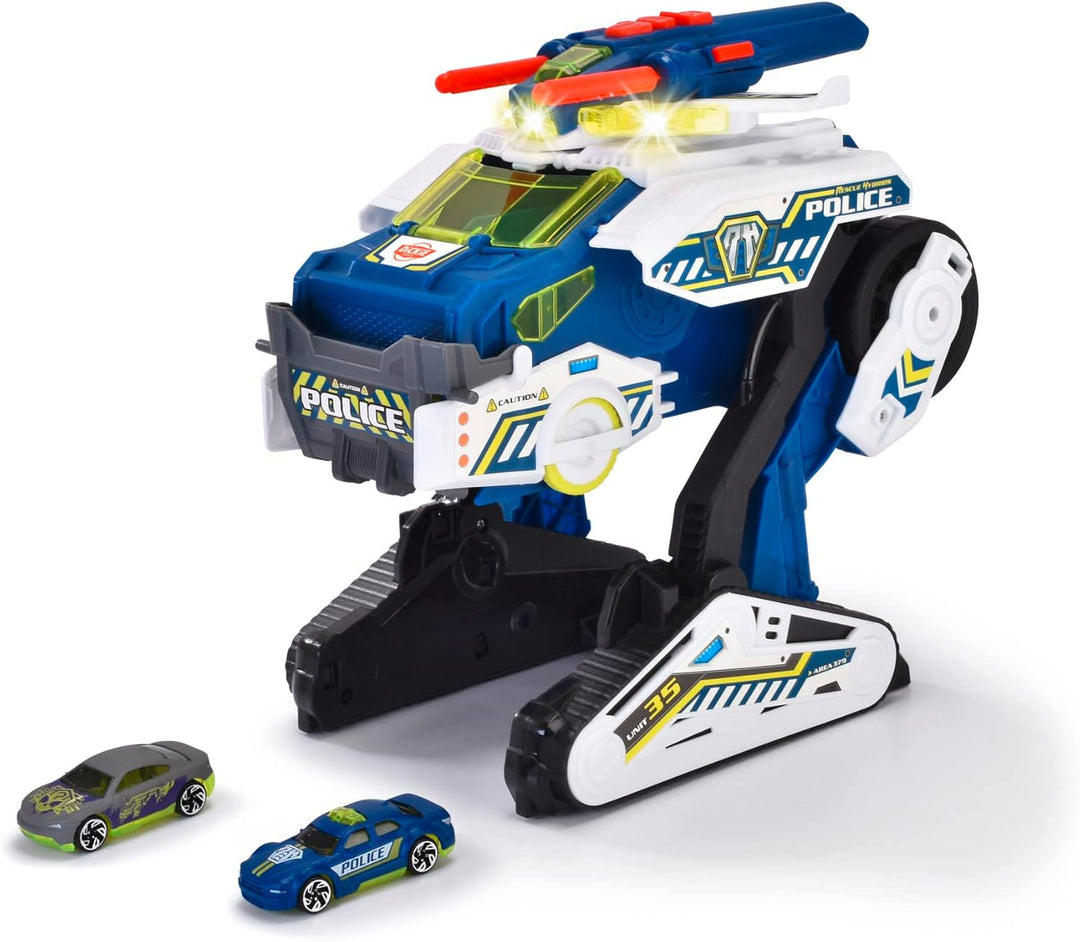 Dickie Toys - Polizei-Fahrzeug Police Bot (35 cm) futuristisches Polizeiauto (gross) mit Transform-F