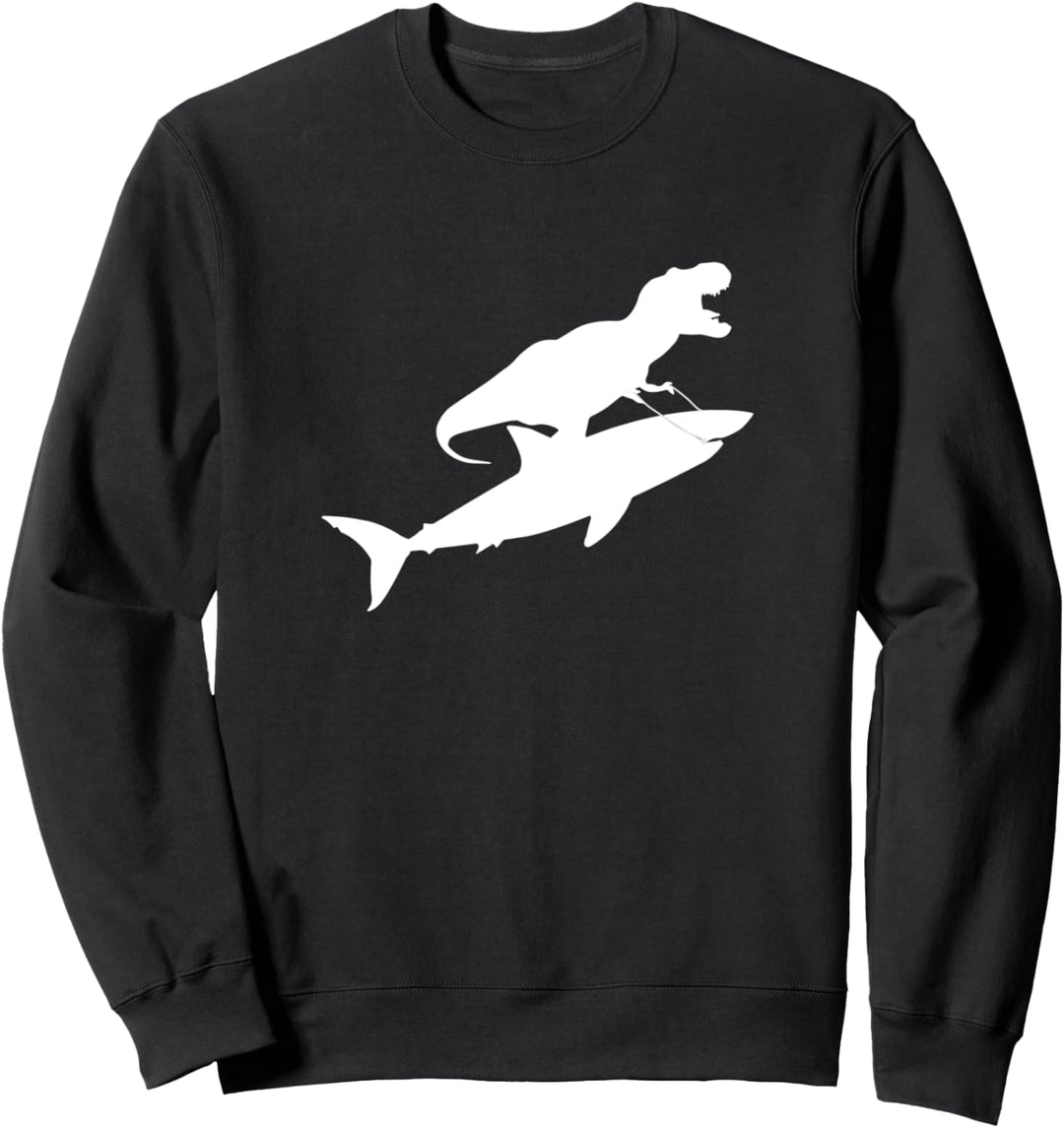 T-Rex reitet Weissen Hai Sweatshirt