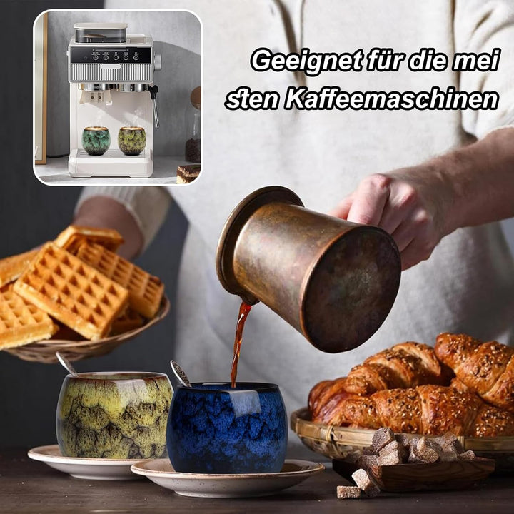 Espressotassen Set, 5 x 110ml Mini Espressotassen, Dickwandig Tassen aus Steingut, Keramik Kleine Ka