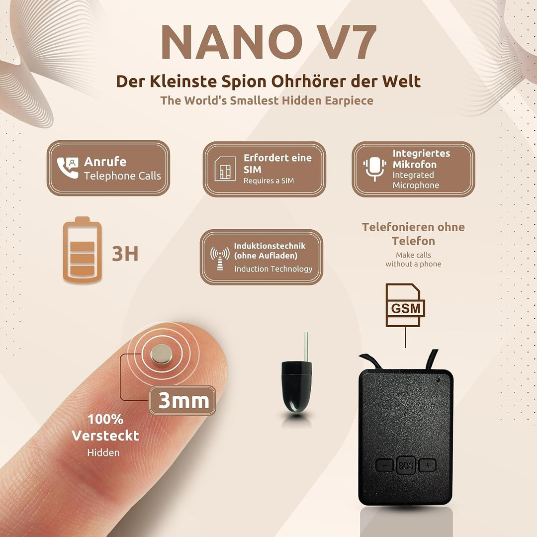 PingaOculto Spion Kopfhörer für Prüfung - GSM Mini Nano Unsichtbare Ohrhörer für SIM-Karte mit Mikro