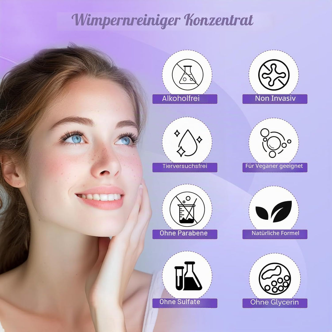LZM Wimpernverlängerungsshampoo Konzentrat - Reinigungskonzentrat für Wimpernverlängerungen mit Bürs