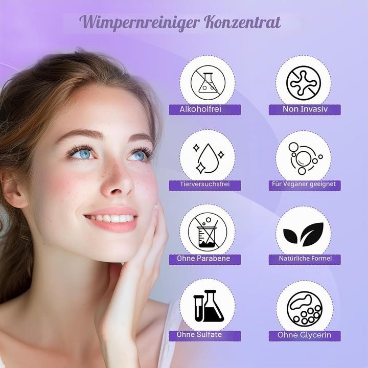 LZM Wimpernverlängerungsshampoo Konzentrat - Reinigungskonzentrat für Wimpernverlängerungen mit Bürs