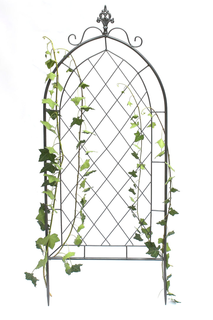 DanDiBo Rankhilfe Metall Rankgitter 120 cm Grau 96193 Kletterhilfe Bodenstecker Blumenhalter Ranksäu