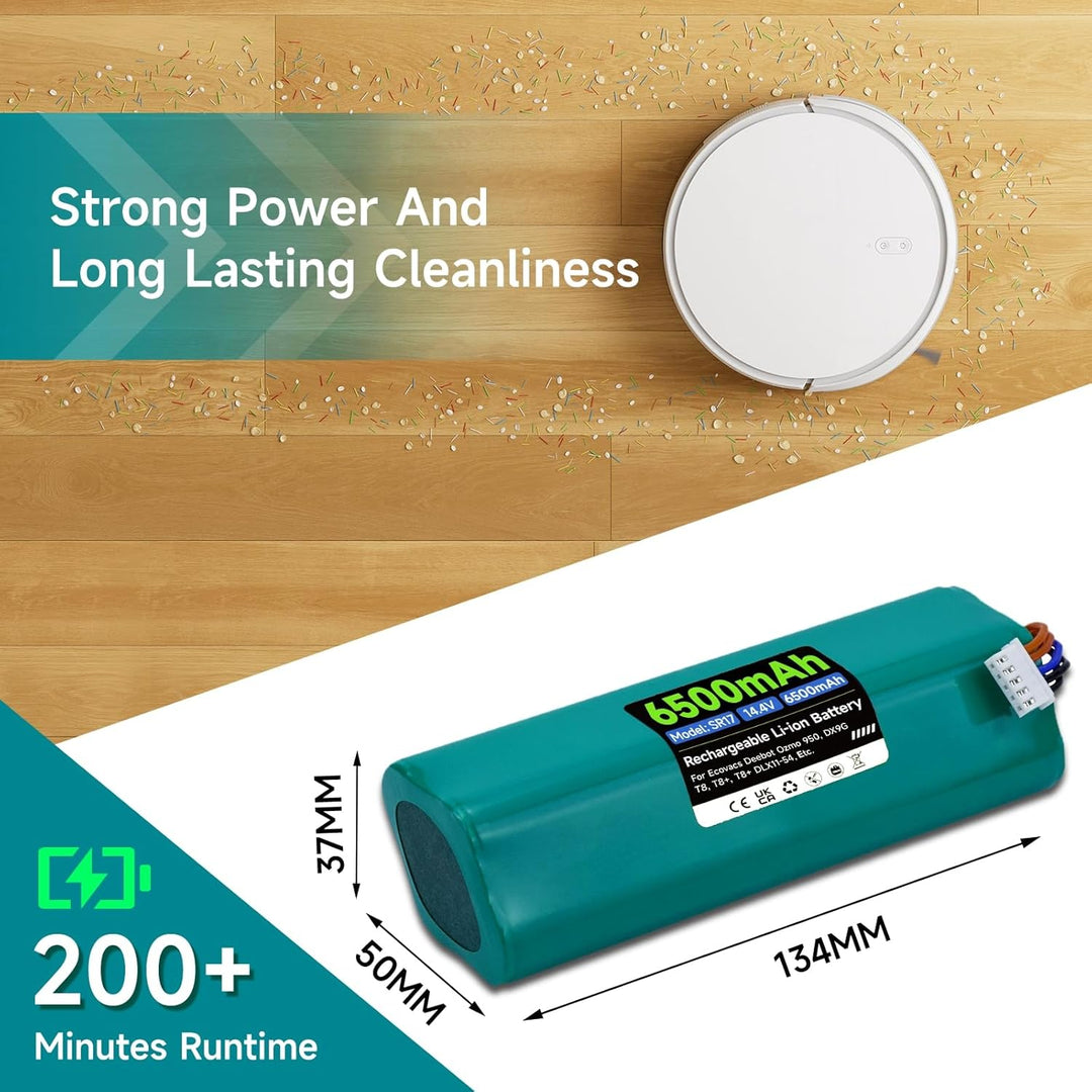 6500mAh 14.4V Ersatz Akku für Deebot N10 N20 N30 Pro/Max/Plus, für Ecovacs T30 Omni, für Ecovacs Dee