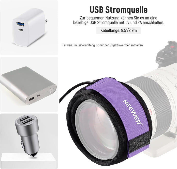NEEWER USB 500mm Objektivwärmer mit FPC, schnelle, gleichmässige Heiztechnik für DSLR Kameraobjektiv
