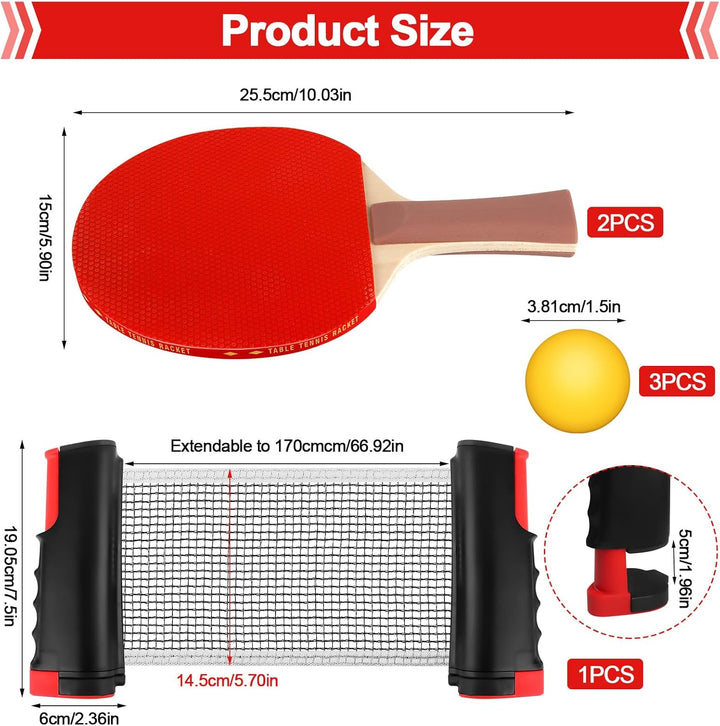 Tischtennisschläger Set,Tischtennis Set Profi,tischtennisnetz Tischtennis Set mit Netz Tischtennis S