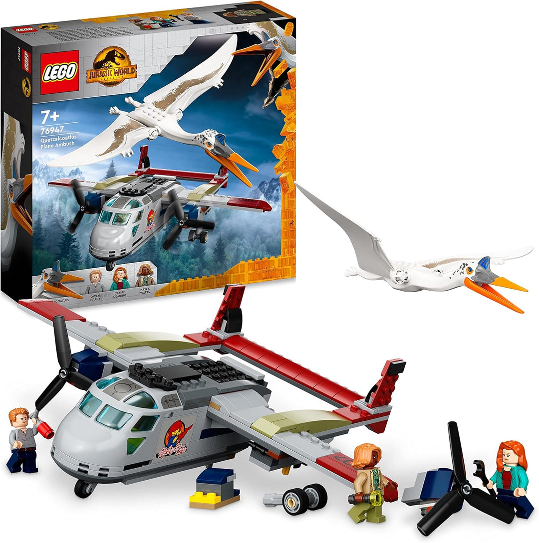 LEGO 76947 Jurassic World Quetzalcoatlus: Flugzeug-Überfall, Dinosaurier Spielzeug mit Figuren, Gesc