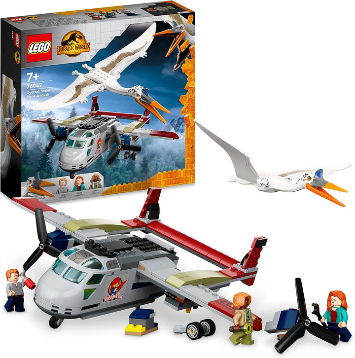LEGO 76947 Jurassic World Quetzalcoatlus: Flugzeug-Überfall, Dinosaurier Spielzeug mit Figuren, Gesc