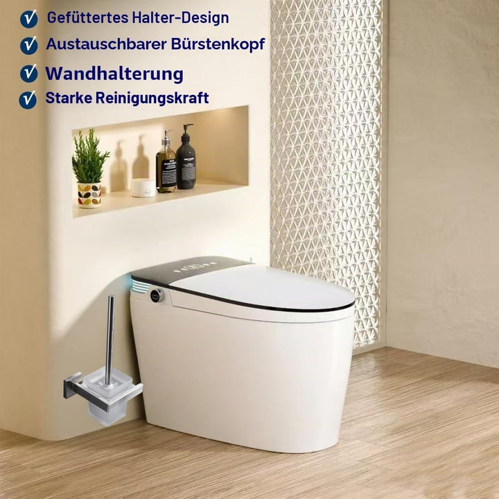 Kelelife Toilettenbürste, WC-Bürste und Halter mit Gebürstet Edelstahl-Halter Wandmontage, Matte Fin
