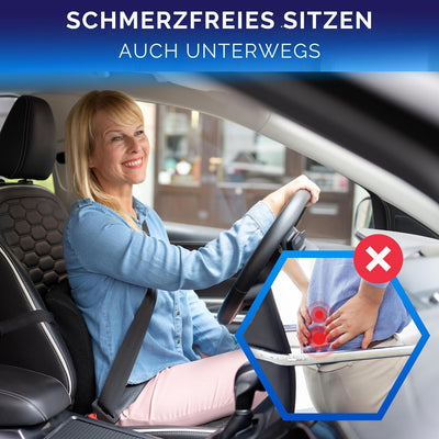 Healthfix® Auto Sitzkissen | Verbessert Sitzhaltung und lindert Sitzschmerz | Orthopädisches Sitzkis