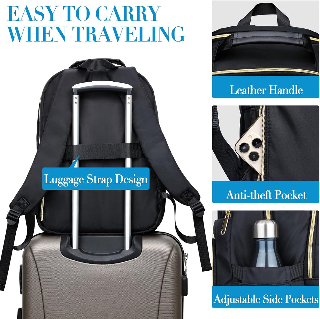 Kuosdaz Rucksack Damen, Schulrucksack Mädchen Teenager mit USB Ladeanschluss, Laptop Rucksack Stylis