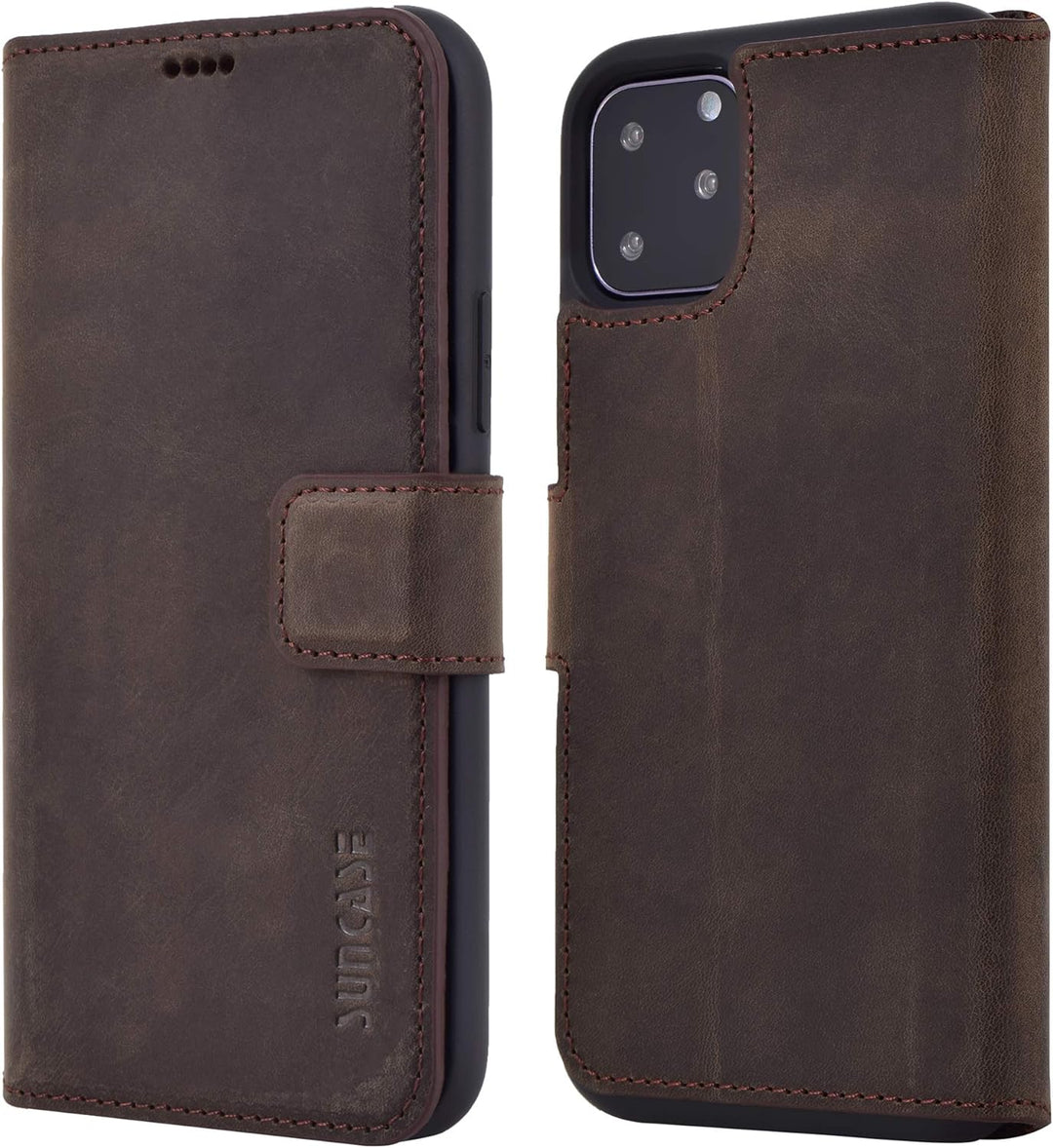 Suncase Book-Style Hülle kompatibel mit iPhone 11 Pro (5.8 Zoll) Leder Tasche (Slim-Fit) Lederhülle