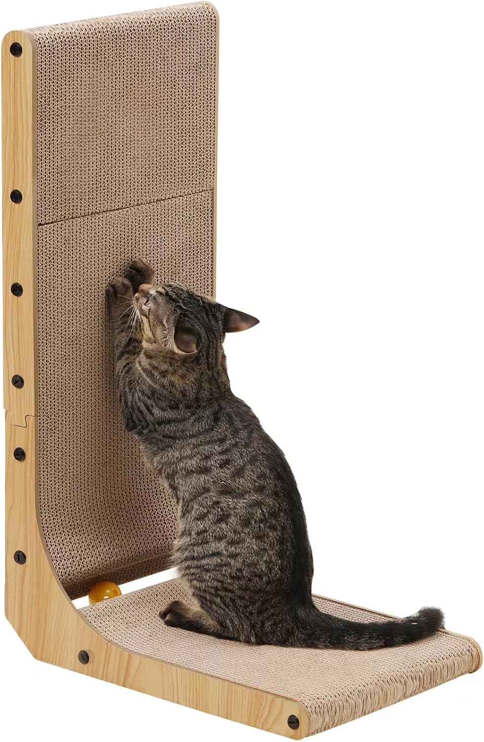 FUKUMARU Kratzbrett Katzen, 68 cm hohe L förmige Kratzpappe für Katzen, widerstandsfähig Katzenkratz