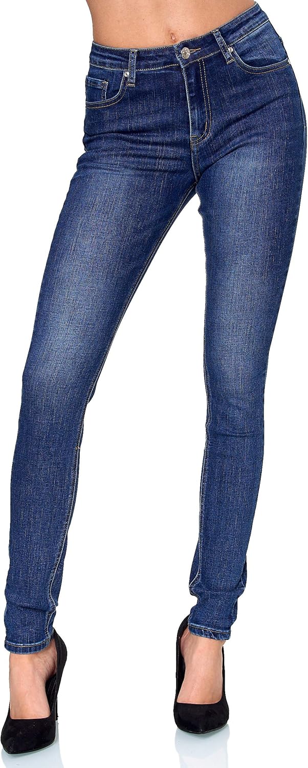 Elara Damen Hose Skinny Stretch Jeans 3 Längen Chunkyrayan 34W / 30L Dunkelblau Elara, 34W / 30L Dun