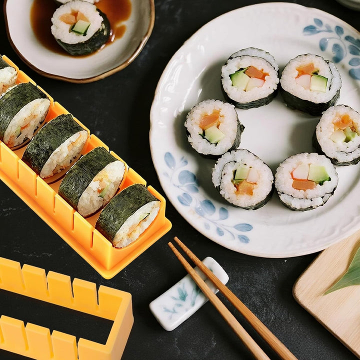 4 Stück Sushi Maker Set,Gelb DIY Sushi Form,Anfänger Sushimaker Set Zum Selber Machen,Einfache Versi