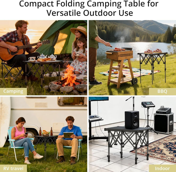 Anbte Campingtisch Klapptisch 50x41cm(LxB) Aluminium Aufrollbare Tischplatte mit 2 Höhen 44/70cm X-F