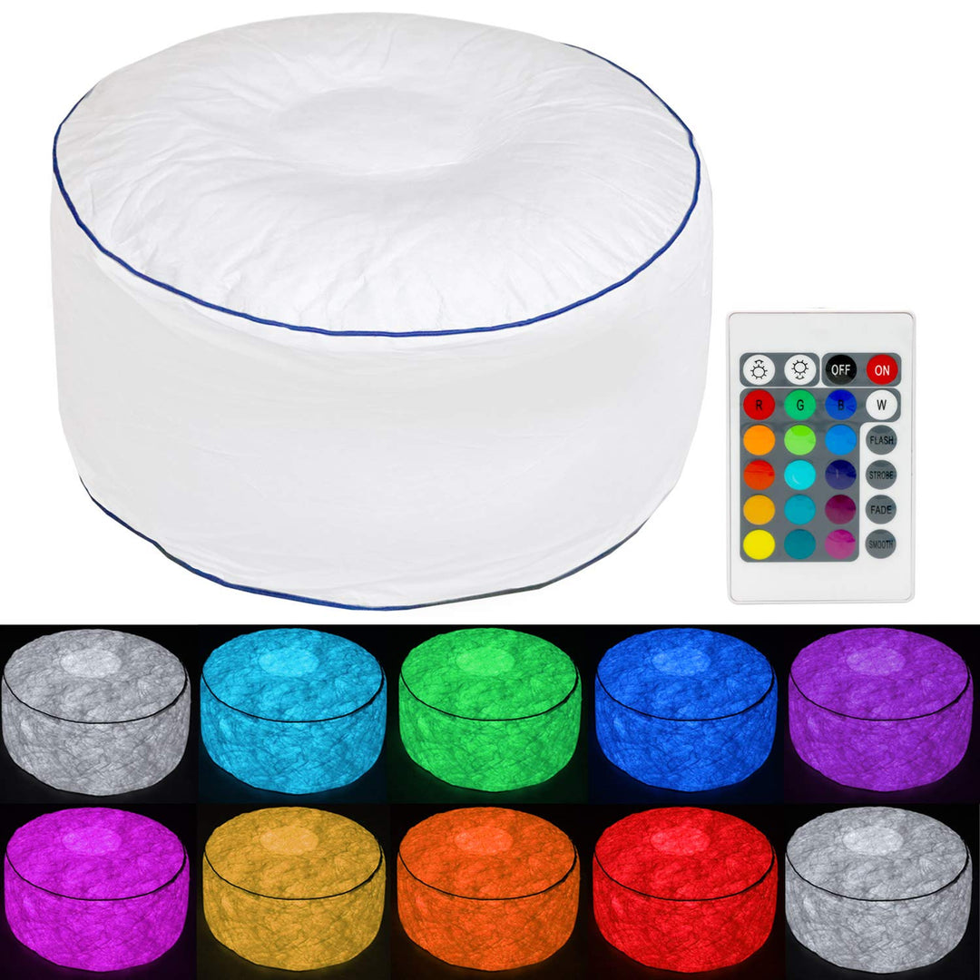 Tronje aufblasbarer LED Sitz-Hocker Ø60cm Puff bis 120kg Farbwechsel FB 18 LEDs Outdoor Fusshocker F