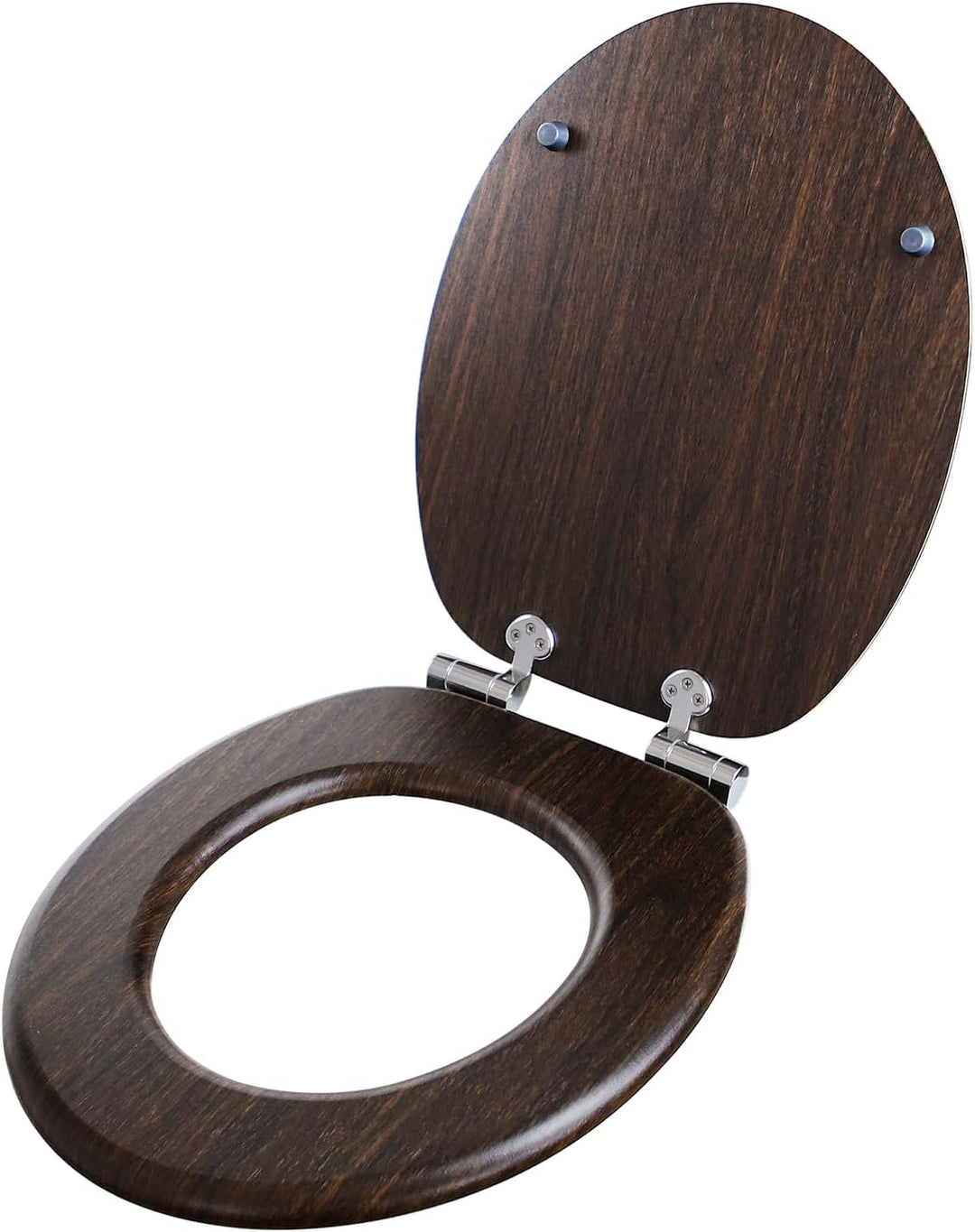 WC Sitz mit Absenkautomatik, Toilettendeckel aus MDF Holz, Toilettensitz mit Holzoptik-Furnier (Dunk