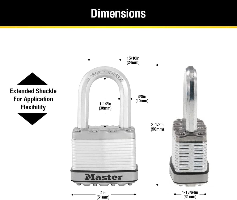 Master Lock M5XDLF Magnum Heavy Duty Vorhängeschloss mit Schlüssel, 1 Stück 1 Pack, 1 Pack