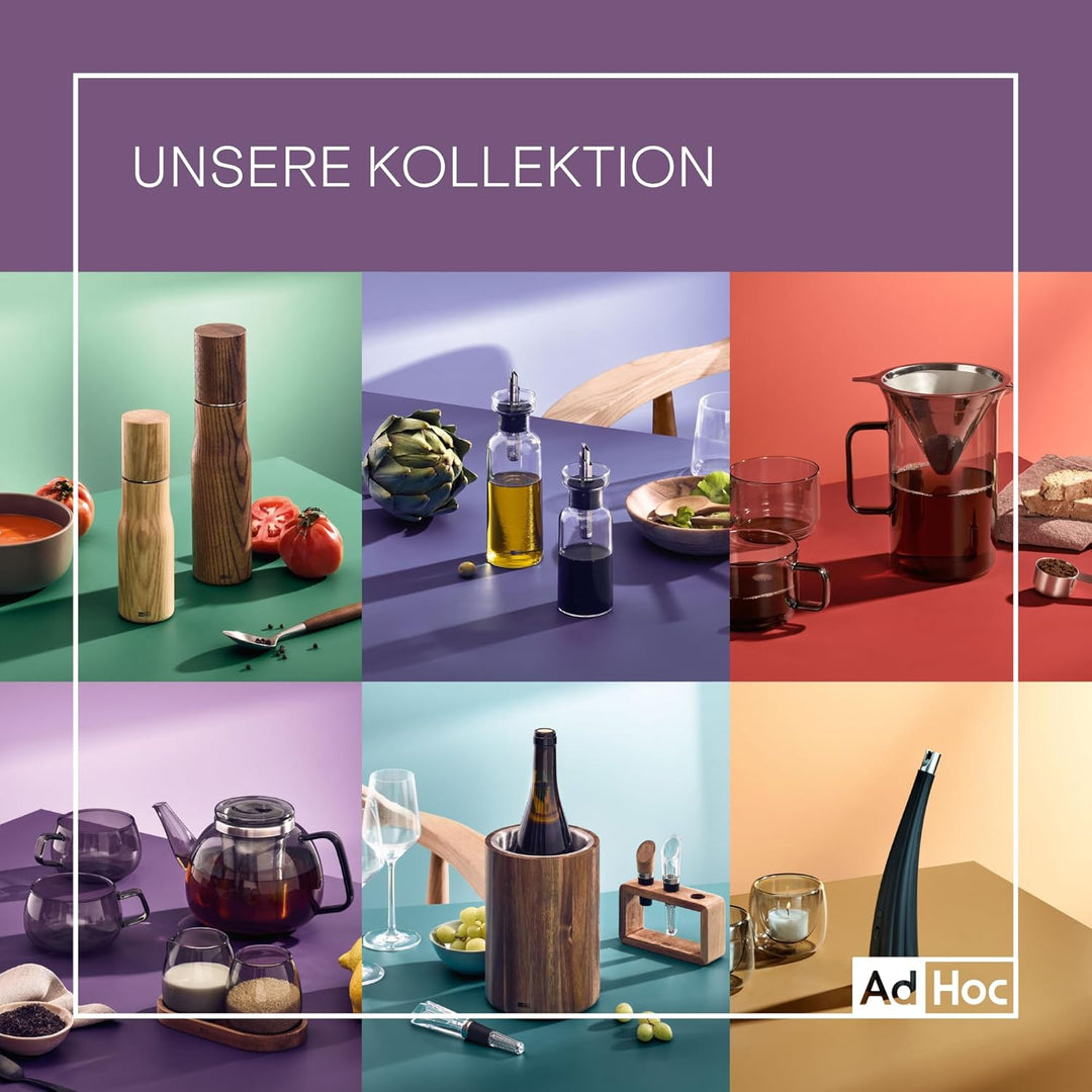 AdHoc MP47 Set Pfeffermühle und Salzmühle TEXTURA GRANDE, Keramik Mahlwerk CeraCut®, Eschenholz/Edel