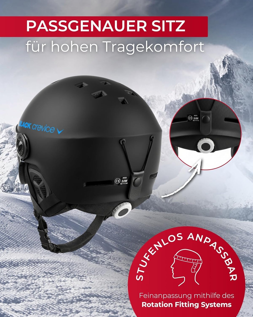 Black Crevice Unisex -Erwachsene Skihelm Arlberg mit 2 Visier S (51-54) schwarz/blau, S (51-54) schw