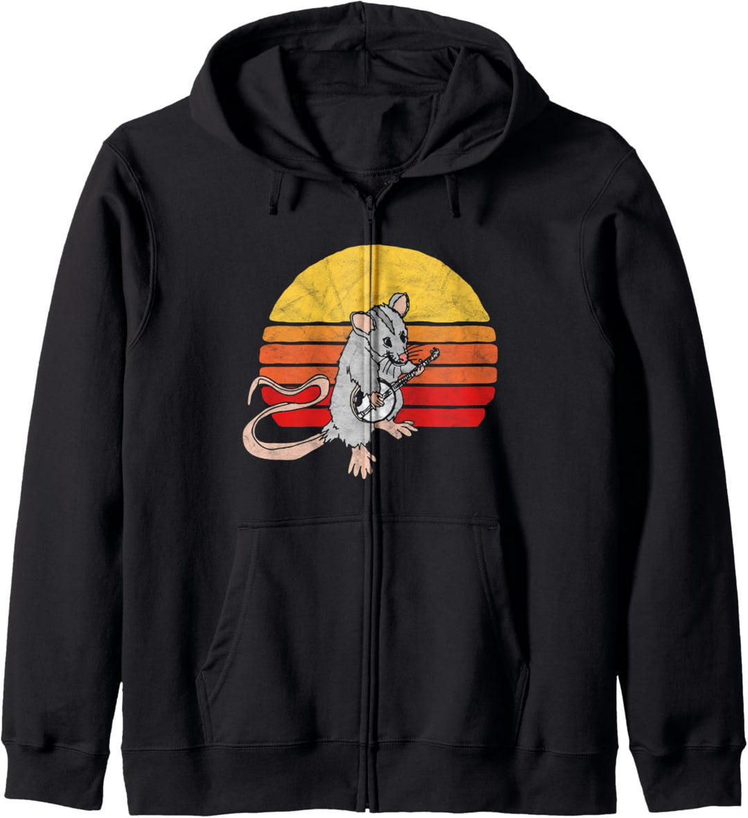 Banjo Picking Possum Vintage Bluegrass Funny 80s Sunset Kapuzenjacke