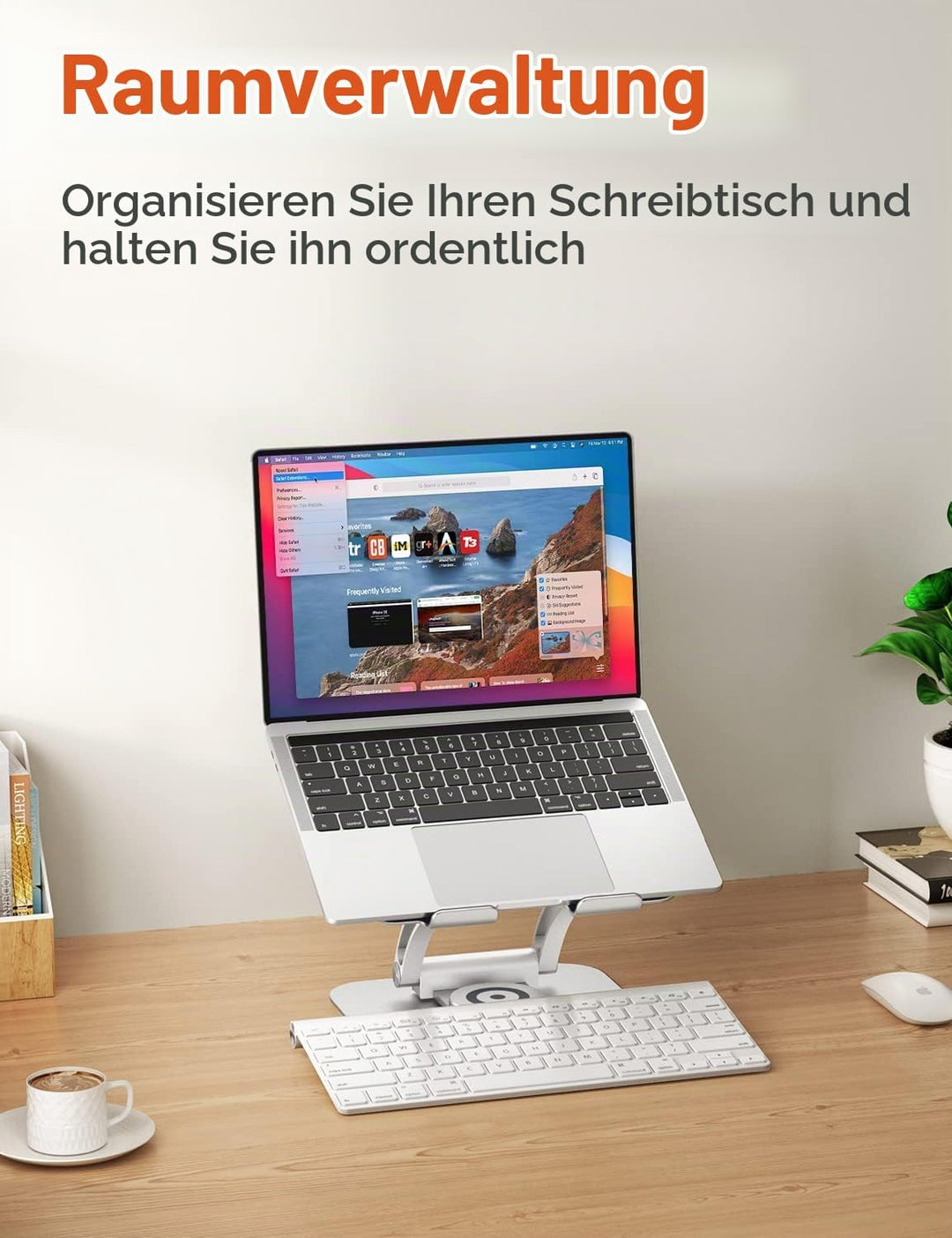 Laptop Ständer mit 360° Drehbarer Basis, Ergonomisch Laptopständer Höhenverstellbar, Laptop Erhoehun