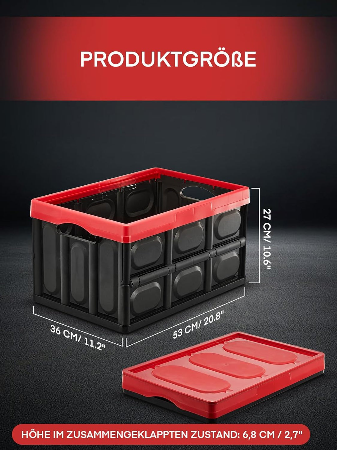 FOHERE Klappbox mit Deckel, 3er-Set 48L Kofferraum-Organizer, Faltbarer Aufbewahrungsbox für Transpo