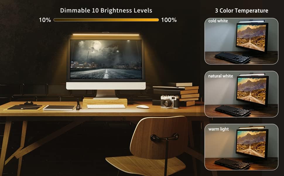WORLUDE Computer Monitor Lampe LED USB mit Touch Control Light Bar Screenbar Anti-Blaulicht Augenpfl