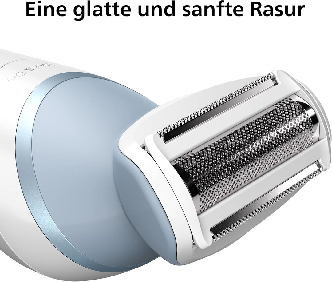 Philips Lady Shaver Series 8000 – Kabelloser Nass- Trockenrasierer inkl. 5 Zubehörteilen & Gesichtsh