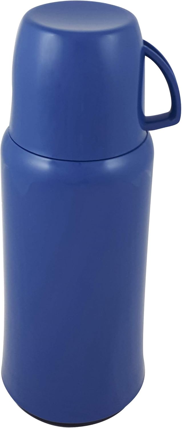 Helios Elegance Thermoskanne Taubenblau 1,0 l – 6h Heiss - Hält Getränke heiss & kalt - Robustes Des