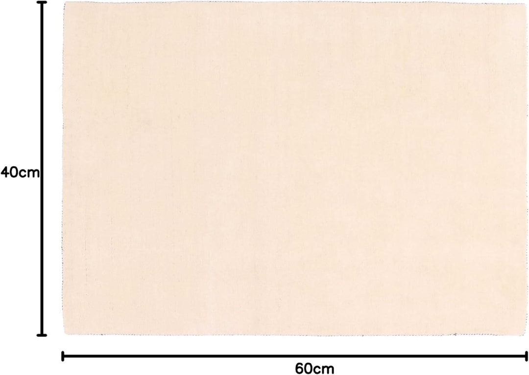 RUG PRINCE Wollteppich Gabbeh Uni 40x60 Handgewebt Weiss Einfarbig Handarbeit Zimmer Weiss 40x60 cm,