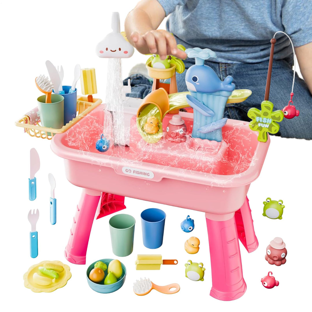 Sand Wassertisch Für Kleinkinder - 54x29x53 cm Grosser Wasserspieltisch Mit Zubehörset, Sommer-Wasse