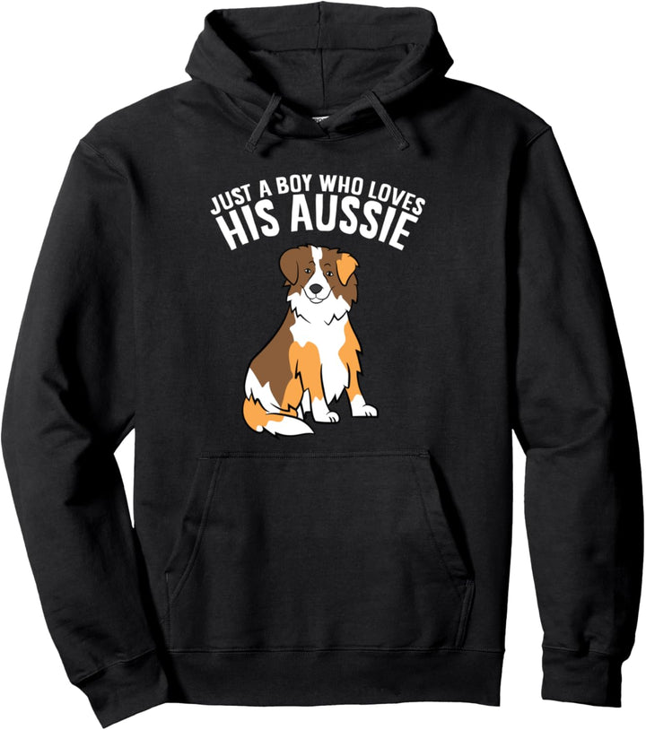 Nur ein Junge, der seinen australischen Hundesohn Australian Shepherds liebt Pullover Hoodie