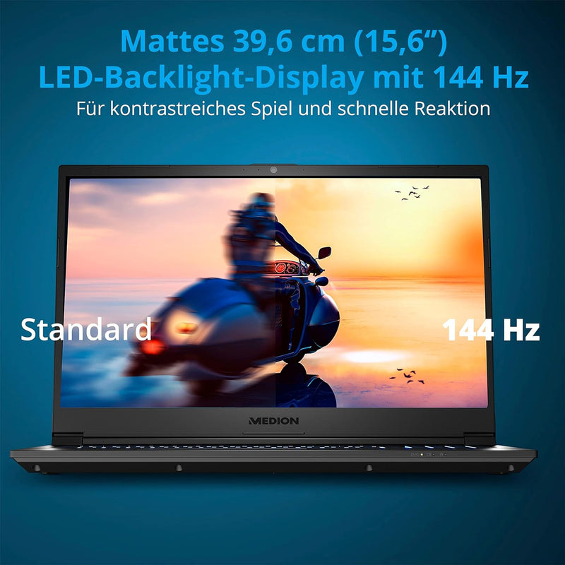 MEDION ERAZER Crawler E30 39,6 cm (15,6 Zoll 144hz) Full HD Gaming Notebook (Intel Core i5-12500H, 8