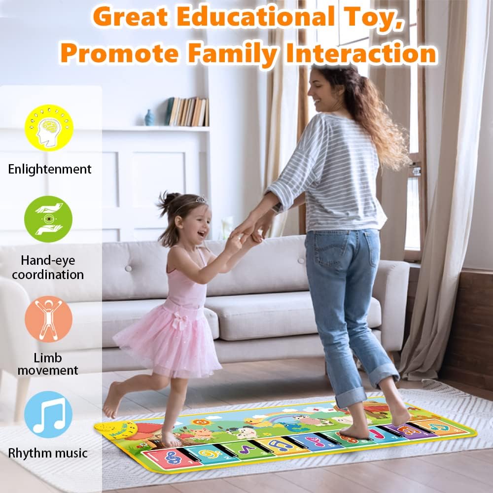 Musikmatte mit 8 Tieren, Baby Spielzeug Musik Klaviermatte Tanzmatte Keyboard Kinder, Mitgebsel Kind