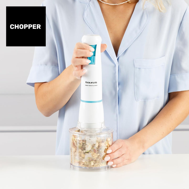 Taurus – Handmixer Robot 1000 Plus Edelstahl| 2 Geschwindigkeitsstufen + Turbo| Edelstahlklingen| Sp