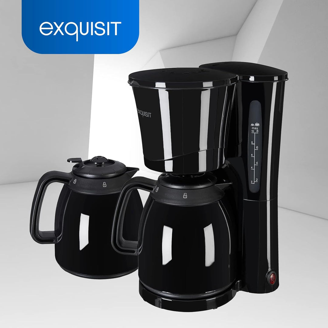 Exquisit Filterkaffemaschine KA 6502 sw | 2 Thermoskannen | 1x4 Filtergrösse | 870 Watt | Abschaltau