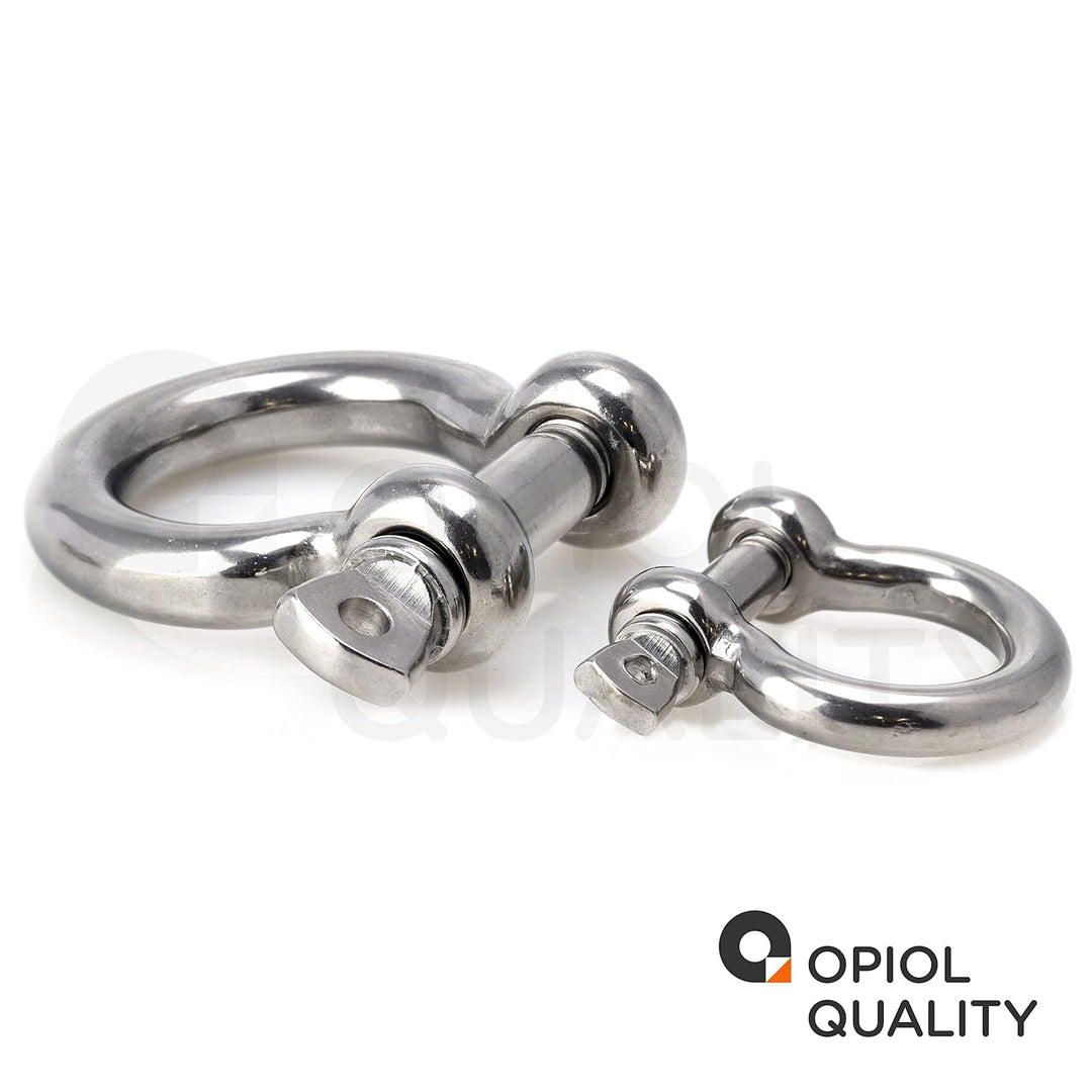 OPIOL QUALITY® Schäkel Geschweift Form Ø 16mm aus Edelstahl A4 V4A (4 Stück) Rundschäkel Verbinder D
