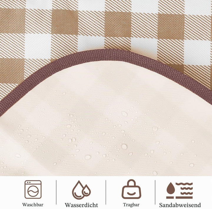 Picknickdecke, 150 x 200cm, Faltbare Campingdecke mit wasserdichter Unterseite，Sandfeste Strandmatte