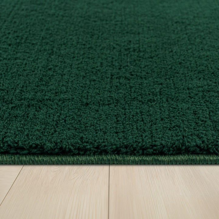 TT Home Teppich Wohnzimmer Kurzflor Anti-Rutsch Rückseite Einfarbiges Design Waschbar, Farbe: Dunkel