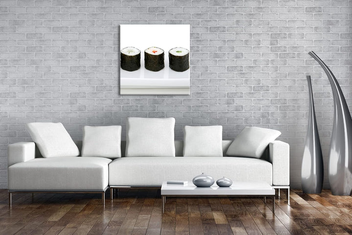 traditionell japanisches Sushi-Gericht Format: 70x70 als Leinwandbild, Motiv fertig gerahmt auf Echt