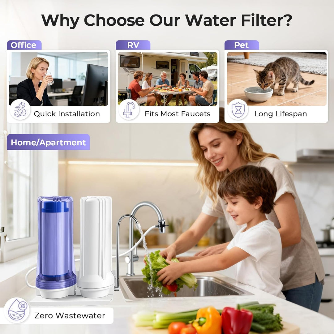 iSpring CKC2 AuftischFilter Wasserfilter Filteranlage für Wasser Auftisch Filter mit 2 Stufen und Ak