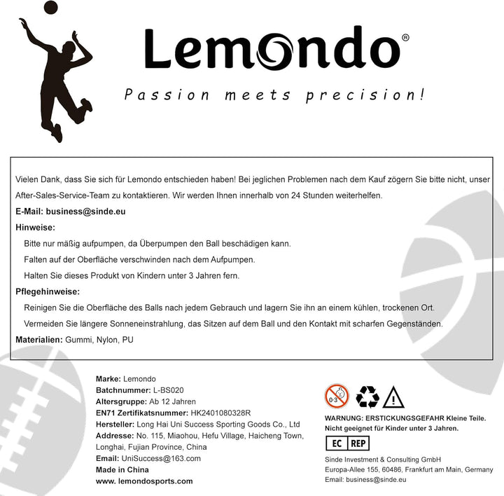 Lemondo Volleyball PU Weich Beachvolleyball Soft Wasserfest mit Pumpe Indoor Outdoor Wasserball Ball