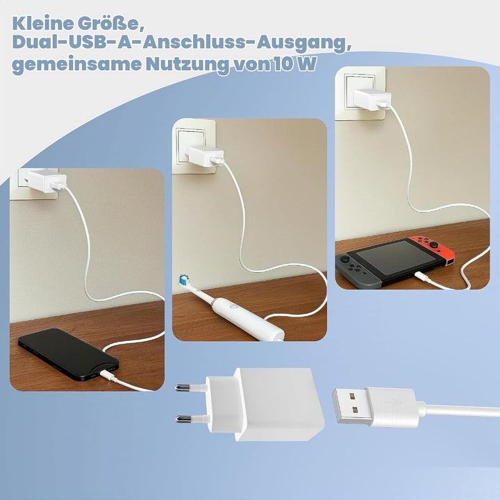 10W USB-Ladegerät mit USB-A-Anschluss Wandladegerät für iPhone, Samsung, Android, iPad, Tablet - Kom