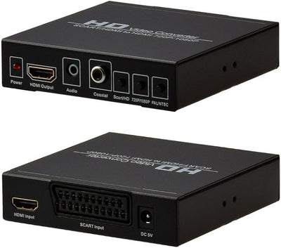 Mcbazel SCART+HDMI-zu-HDMI-Konverter mit 3,5 mm wandelt EIN Signal im Format 480I(NTSC)/576I(PAL) in