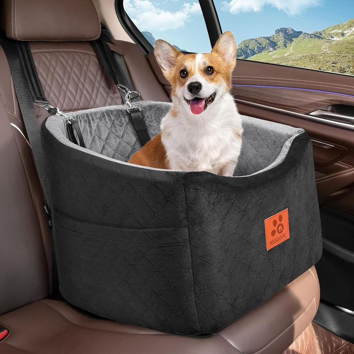 Hunde Autositz für Kleine/Mittlere Hunde, Memory-Schaum Erhöhter Hundesitz Auto, Abnehmbar & Waschba