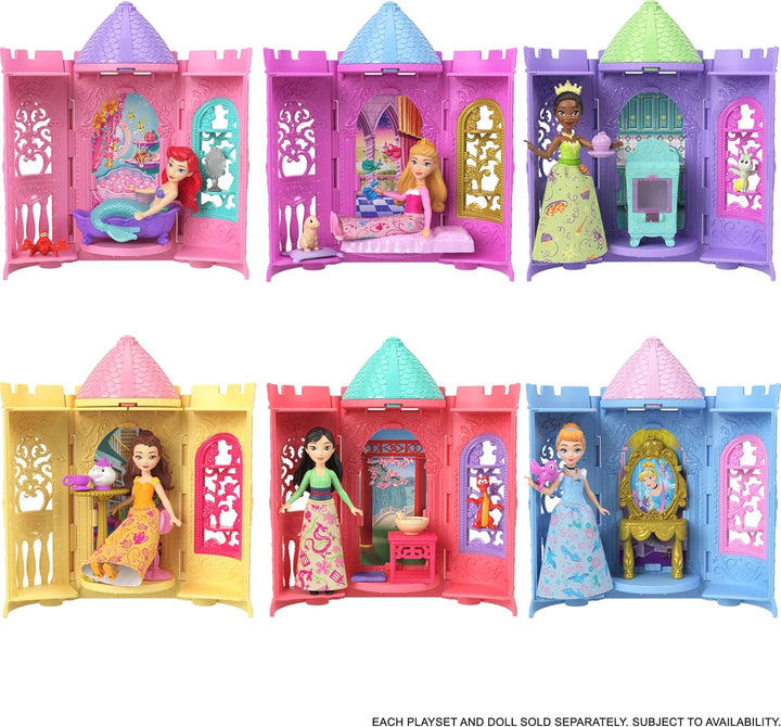 Mattel Disney Princess Tower Surprise Kleine Puppen & Zubehör, stapelbare Spielsets mit 4 Überraschu