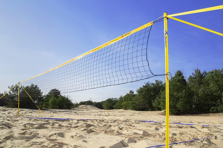 Romi Sport Beachvolleyball komplettes Netz + Stahlpfosten + Feldmarkierung Courtline, 8.5 m, Freizei